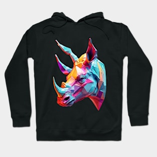 Colourful neon rhino head Hoodie